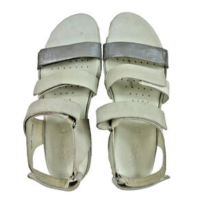 ECCO Sandals Women's Shoes Size 9 40 Flash Strap Leather Wild Dove White Shadow